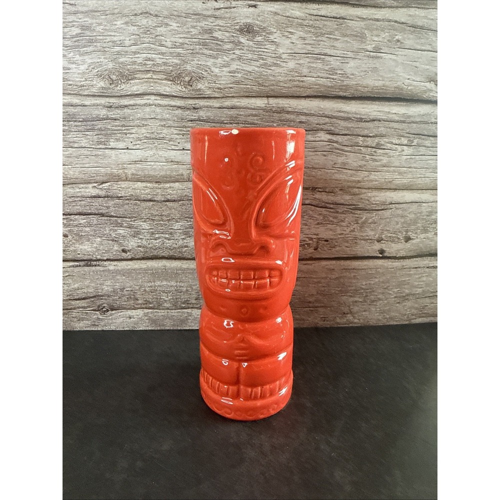 Tiki Mug Cup 2011 KC Hawaii Red Glaze Aloha Home Bar Barware Ceramic